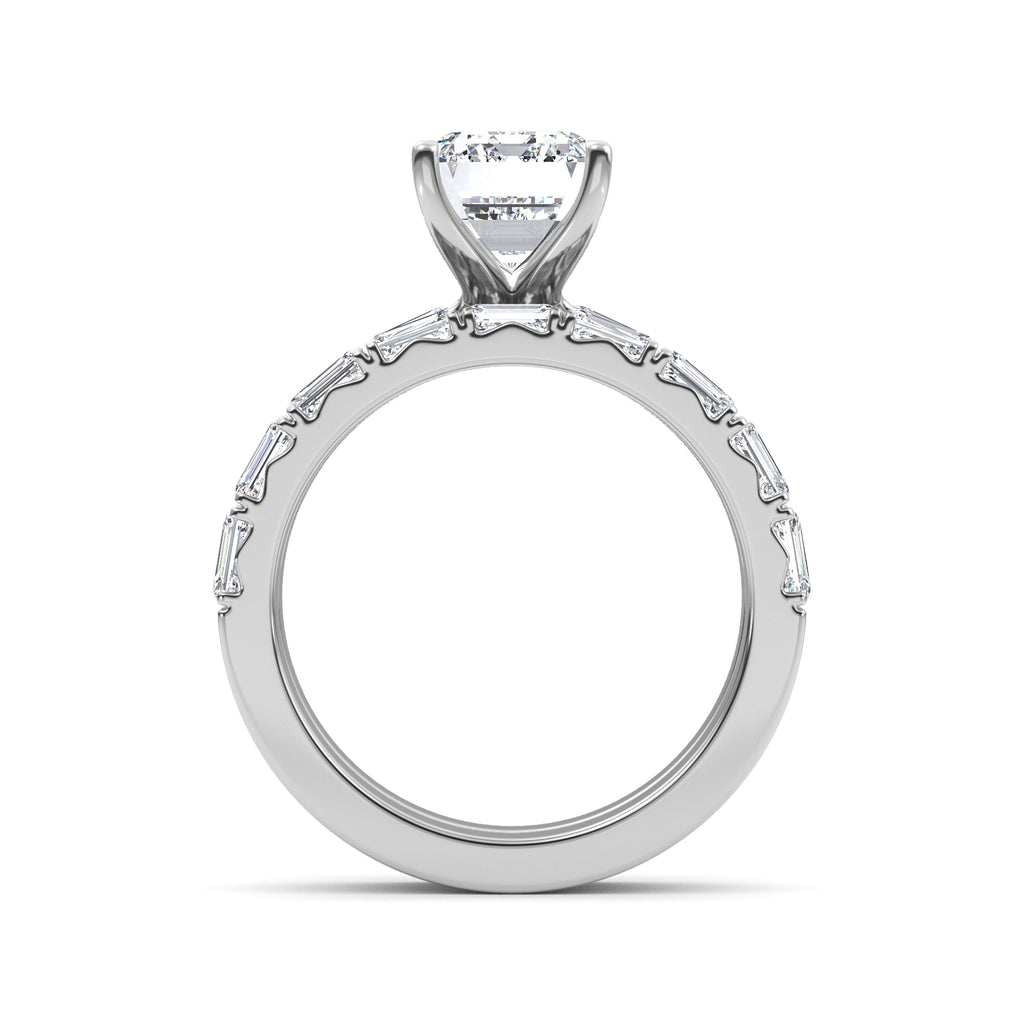 4.97ctw Emerald cut Lab Grown Diamond Exceptional Engagement and Emerald cut Wedding Ring Set