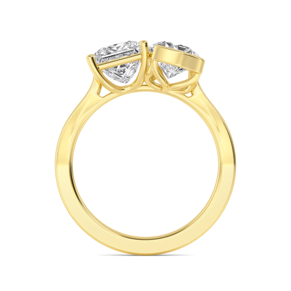 4.00ctw Princess and Pear cut Lab Grown Diamond Toi et Moi Engagement Ring