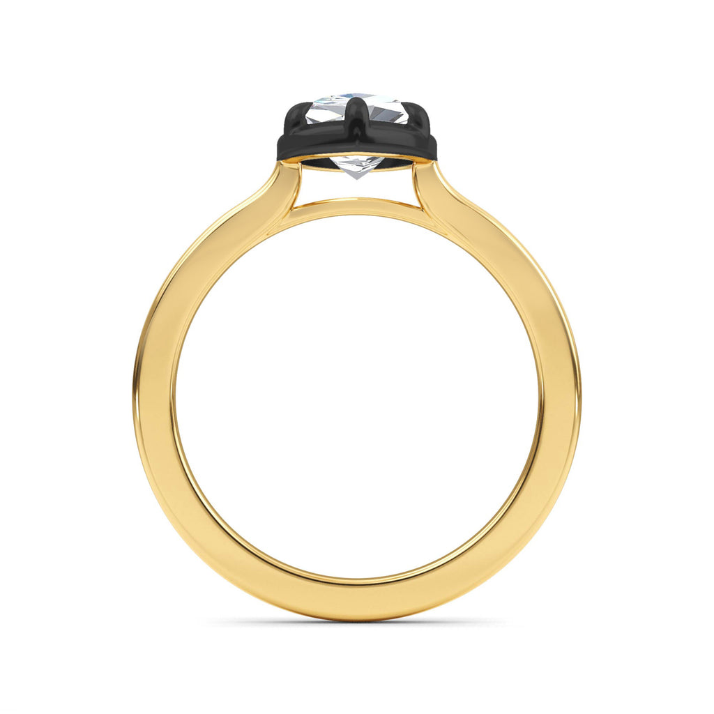 1.30ctw Marquise cut Lab Grown Diamond Blackened Gold Georgian Cut Down Engagement Ring