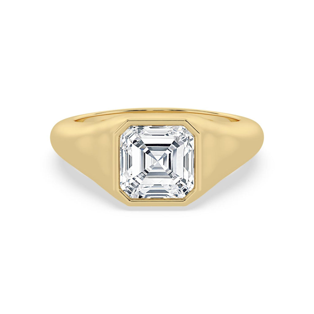 3.00ct Asscher cut Lab Grown Diamond Signet Ring