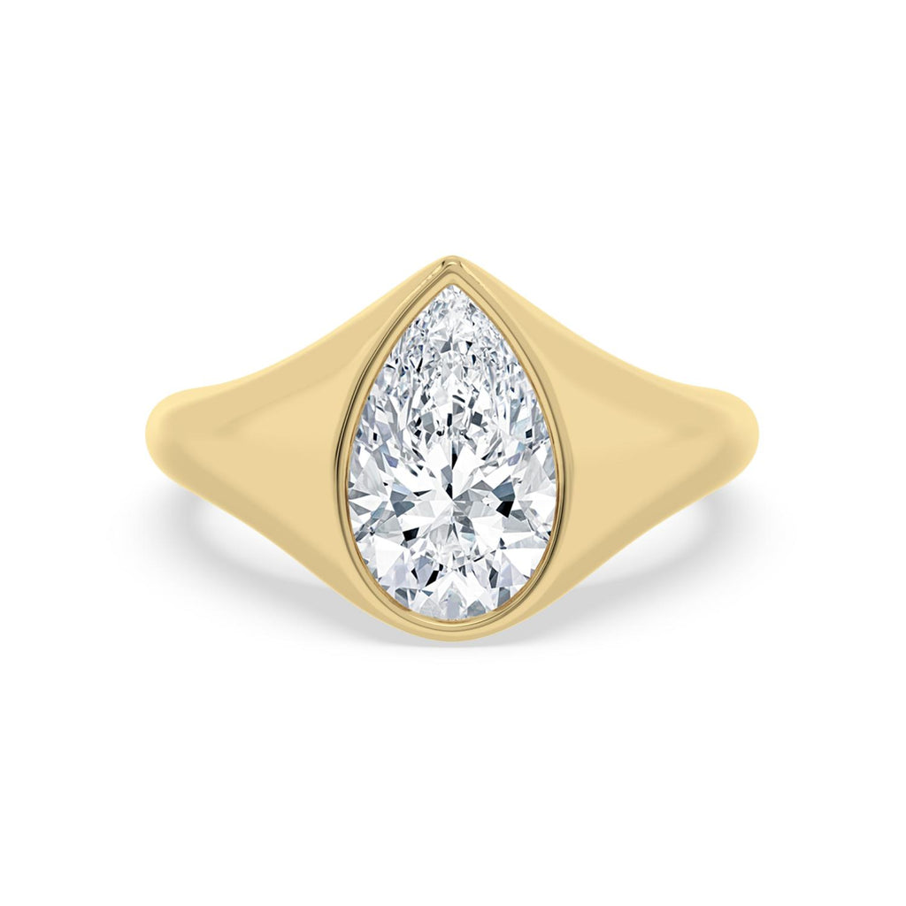 2.50ct Pear cut Lab Grown Diamond Signet Ring