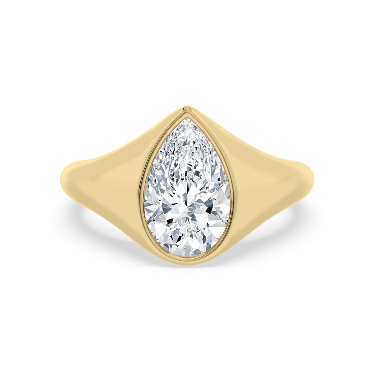 2.50ct Pear cut Lab Grown Diamond Signet Ring
