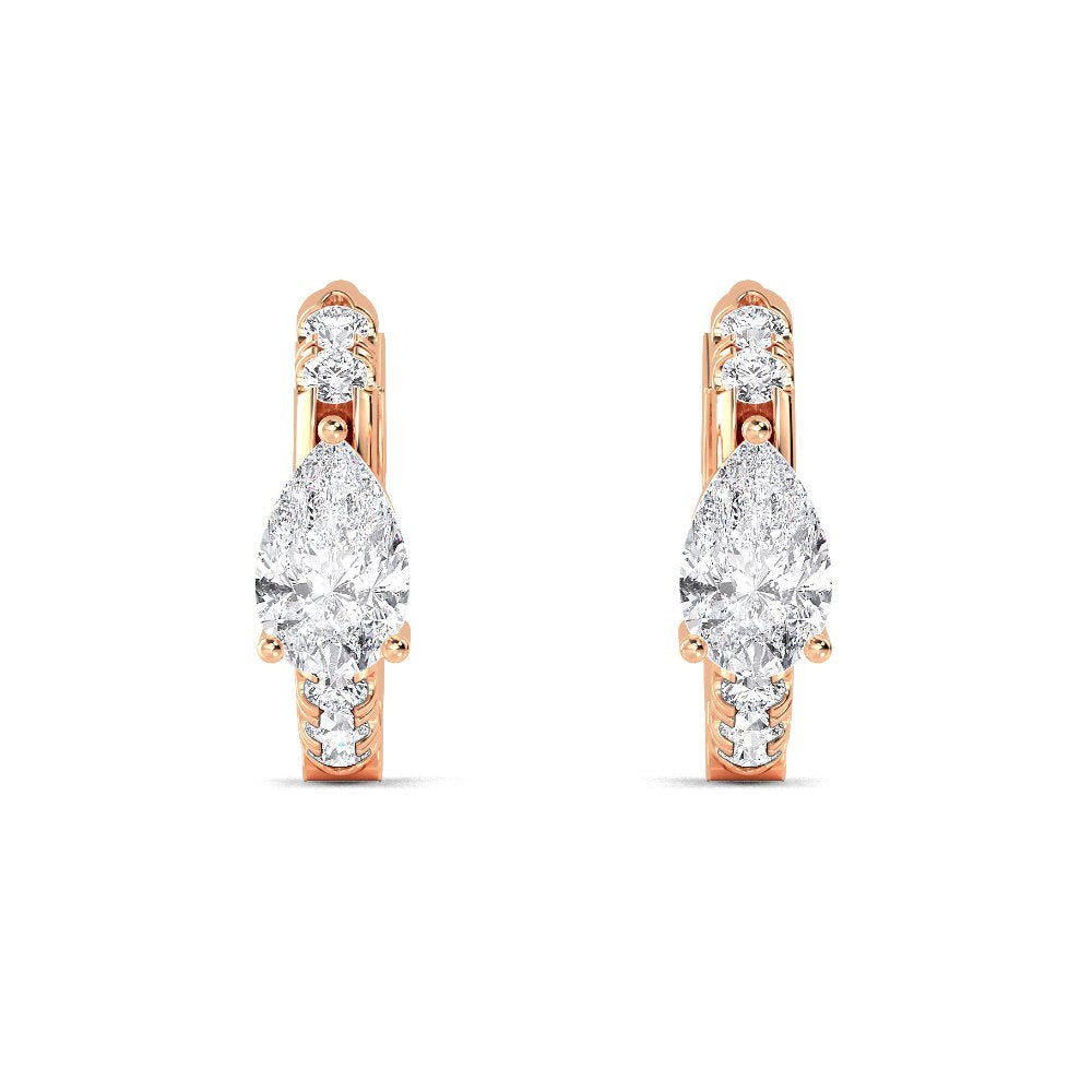 0.59ct Pear Accent Lab Grown Diamond Hoop Earrings