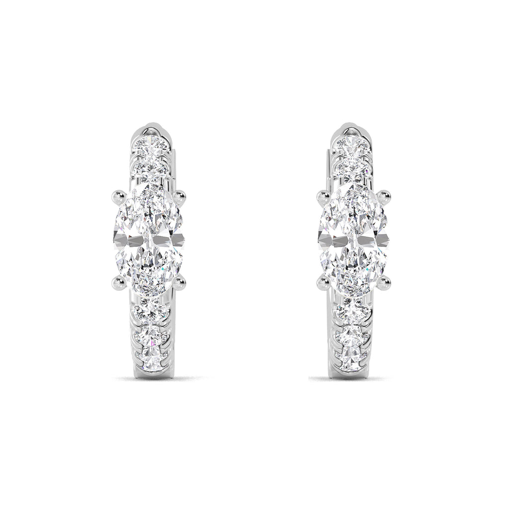 0.54ct Oval Accent Lab Grown Diamond Hoop Earrings