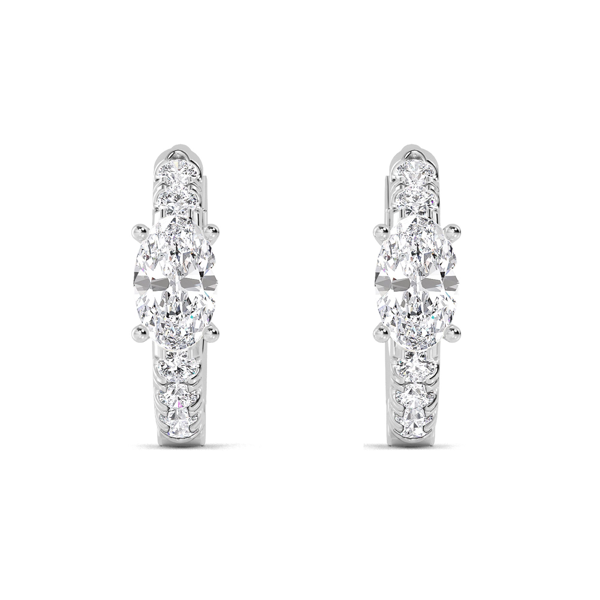 0.54ct Oval Accent Lab Grown Diamond Hoop Earrings