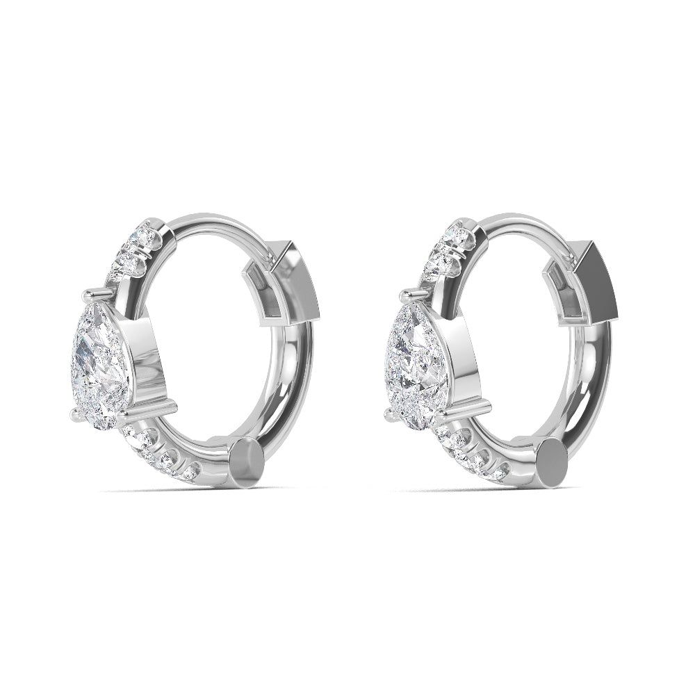 0.59ct Pear Accent Lab Grown Diamond Hoop Earrings