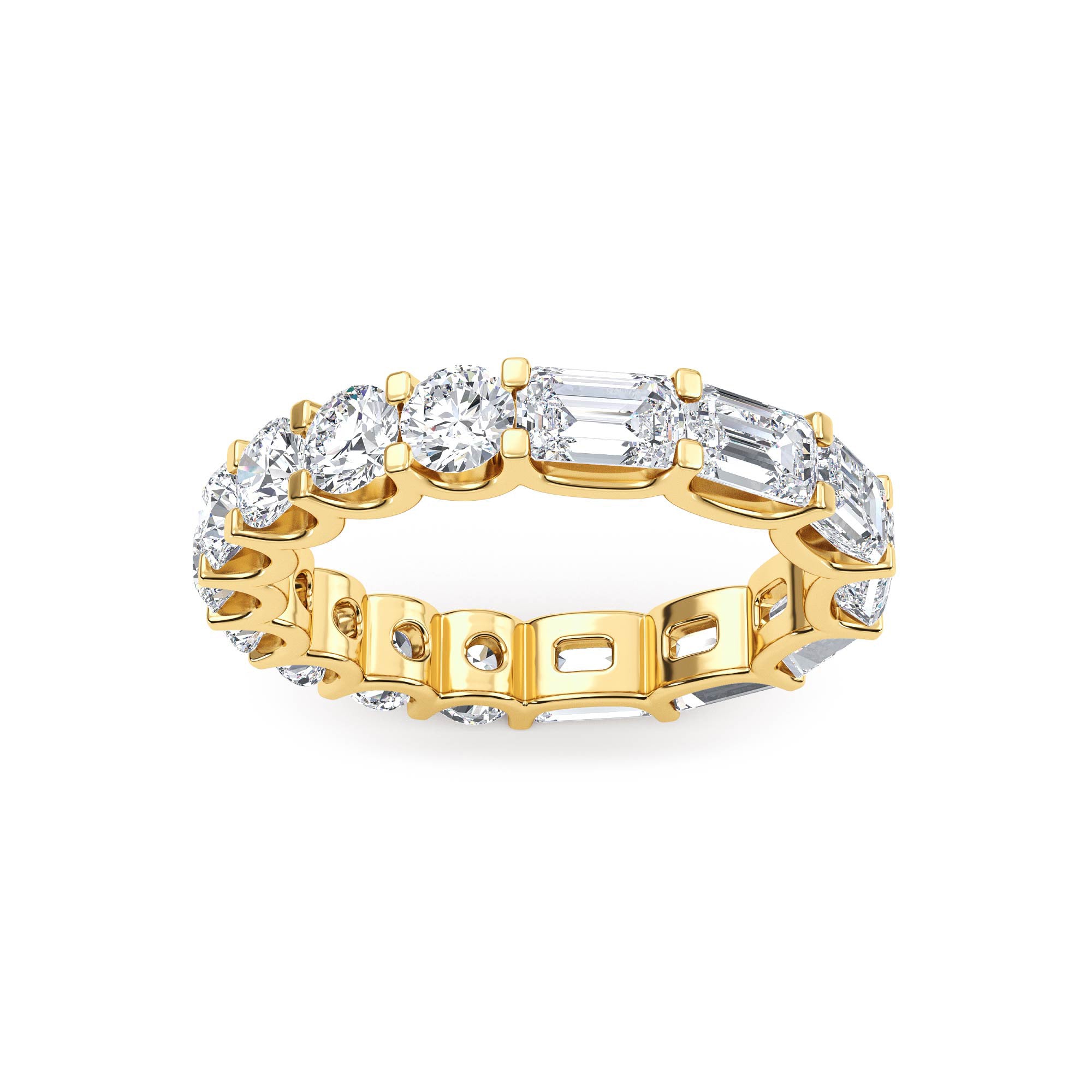 2.76ct Emerald and Round cut Half and Half Full Eternity Ring