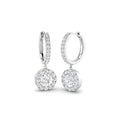 2.44ct Lab Grown Diamond Hoop Halo Drop Earrings in 9k Gold