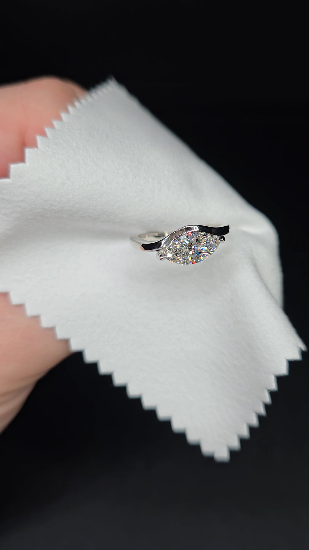 1.00ct Marquise Lab Grown Diamond Wave Pinky Ring