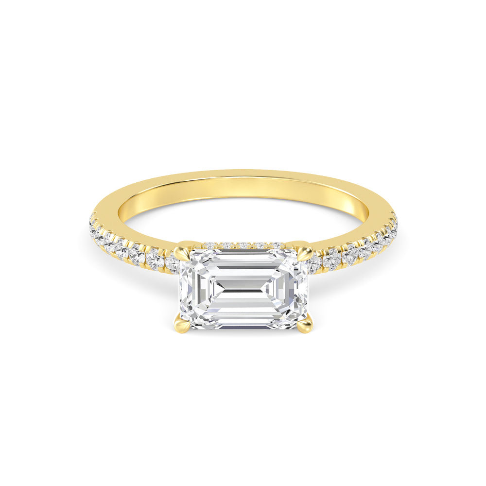The Amanda 2.28ctw Emerald cut Lab Grown Diamond East-West Hidden Halo Engagement Ring