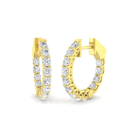 1.50ct 18mm Lab Grown Diamond Inside Out Hoop Earrings