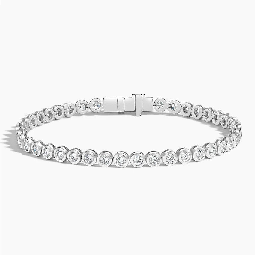 3.00ct Lab Grown Diamond Round Bezel Tennis Bracelet in 14k Gold