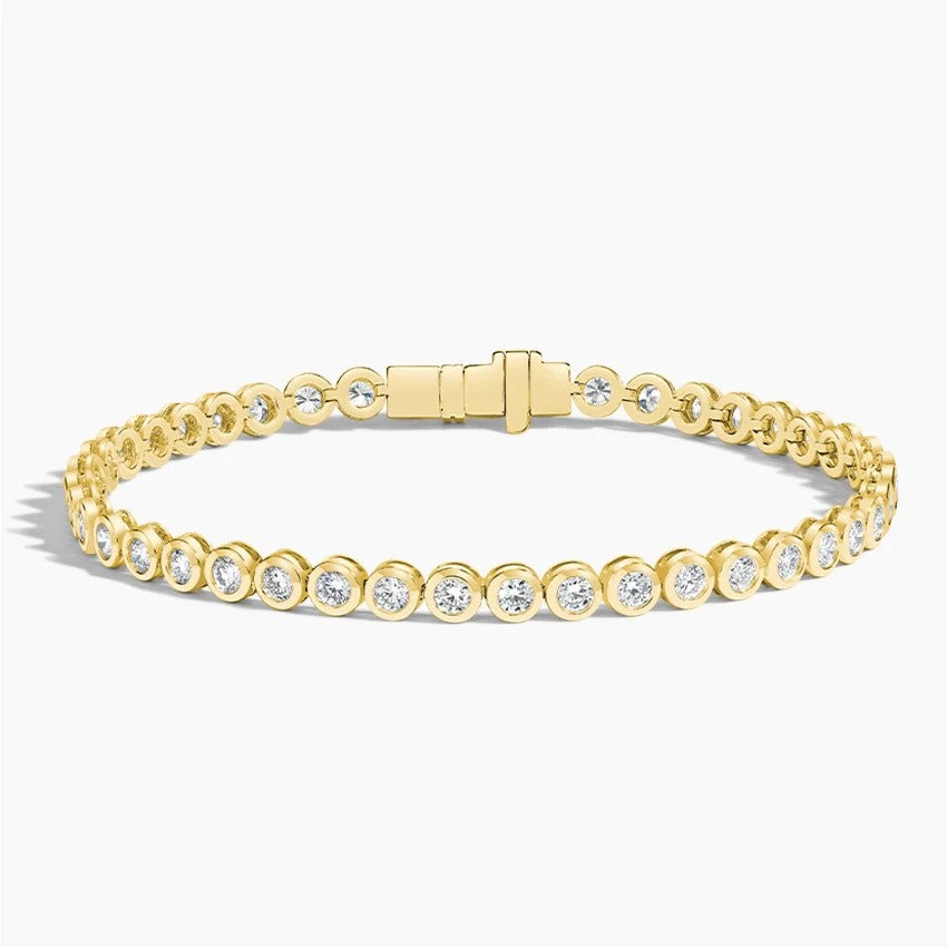 3.00ct Lab Grown Diamond Round Bezel Tennis Bracelet in 14k Gold