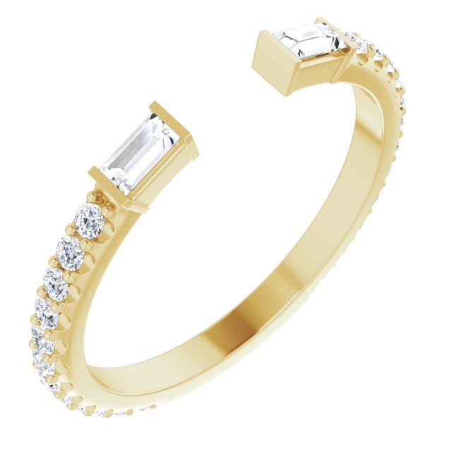 0.50ct Round and Baguette Lab Grown Diamond Open Ring