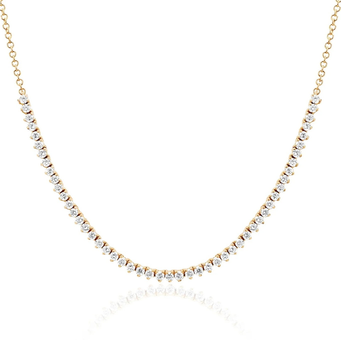 1.00ctw Lab Grown Diamond 3 Prong Round Tennis Segment Necklace in 14k Gold