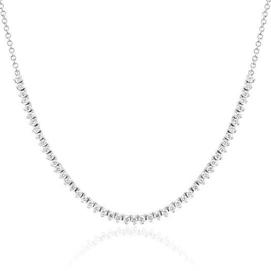 1.00ctw Lab Grown Diamond 3 Prong Round Tennis Segment Necklace in 14k Gold