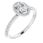 The Diana 0.82ct Lab Grown Oval Halo Ring in Gold