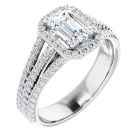 The Madeline 1.62ct Lab Grown Emerald Cut 3 Band Halo
