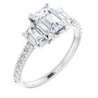 The Athena 1.70ct Emerald Cut Accented Trilogy Lab Grown Ring 