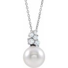 10mm Fresh Water Pearl & 0.25ct Diamond Scatter Necklace