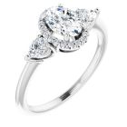The Leah 1.32ct Lab Grown Oval Halo & Pear Accented Engagement Ring