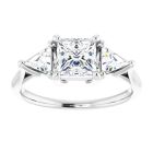 The Sophia 1.60ct Lab Grown Princess and Trillion Cut Ring in 18k White Gold