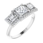 The Eden 1.07ct lab Grown Princess Halo Trilogy Ring in Gold