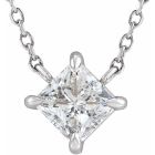 1.00ct Lab Grown Diamond Princess Solitaire Necklace in 14k White Gold