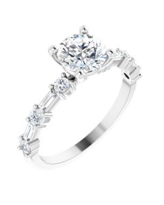 The Lana 1.48ct Round and Baguette Accented Lab Grown Ring in Gold