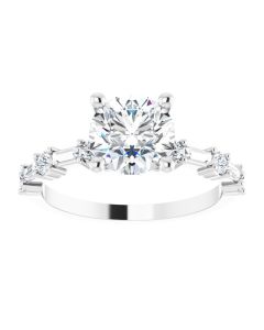 The Lana 1.98ct Round and Baguette Accented Lab Grown Ring-10k Gold-White-I