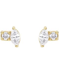 0.15ct 2 Stone Diamond Earrings in 14k Gold-Yellow