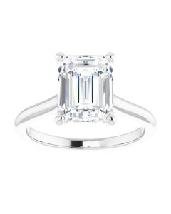 The Aria 2ct Emerald cut Solitaire Engagement Ring-10k Gold-White-K