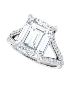 The Amanda 4.45ct Emerald Cut Lab Grown Diamond Engagement Ring-10k Gold-White-G