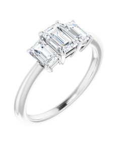 The Katherine 1.10ct Emerald Cut Trilogy Ring in Gold