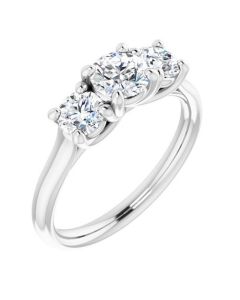 The Elena 1.10ct Round Trilogy Lab Grown Engagement Ring-White-14k Gold-I