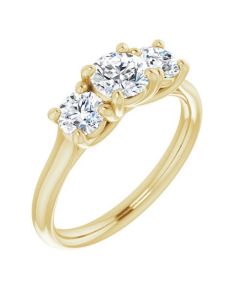 The Elena 1.10ct Round Trilogy Lab Grown Engagement Ring-Yellow-14k Gold-I