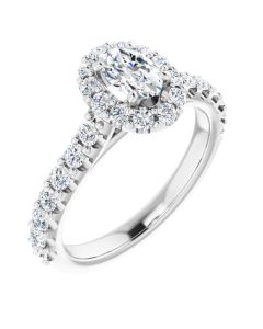 The Alexandra 1.23ct Lab Grown Oval Halo-White-10k Gold-I