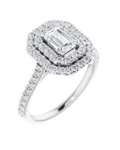 The Arabella 1.06ct Emerald Double Halo Engagement Ring-White-14k Gold-I