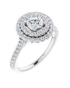 The Arabella 1.06ct Round Double Halo Engagement Ring-White-14k Gold-I