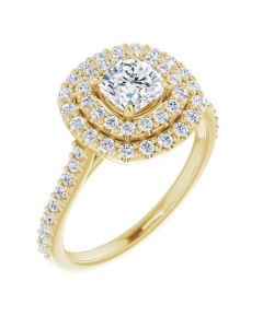 The Arabella 1.04ct Lab Grown Cushion Double Halo-Yellow-14k Gold-I