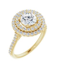 The Arabella 1.60ct Lab Grown Round Double Halo -Yellow-14k Gold-I