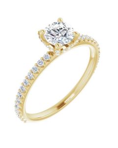 The Allegra 0.82ct Lab Grown Round Accented Engagement Ring-Yellow-14k Gold-I