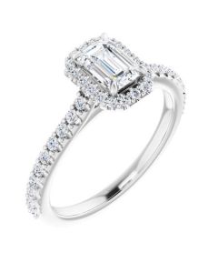 The Natasha 0.90ct Emerald Engagement Ring-White-14k Gold-I