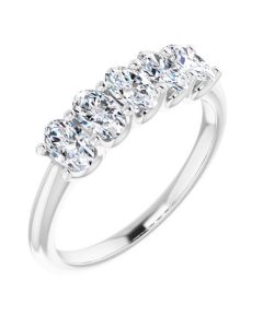 1.00ct Oval Diamond 5 Stone Ring in Gold-18k Gold-White-I