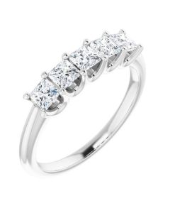 1.00ct Princess Diamond 5 Stone Ring in Gold-White-14k Gold-I
