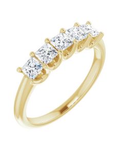 1.00ct Princess Diamond 5 Stone Ring in Gold-Yellow-14k Gold-I