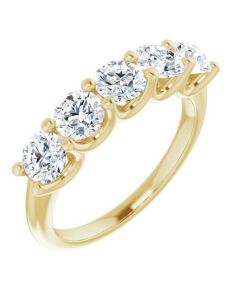 1.50ct Round Lab Grown Diamond 5 Stone Ring in Gold-Yellow-14k Gold-I
