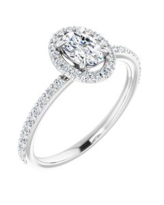 The Diana 0.82ct Lab Grown Oval Halo Ring in Gold