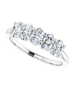 1.05ct Oval Lab Grown Diamond 5 Stone Ring in Gold-White-10k Gold-I