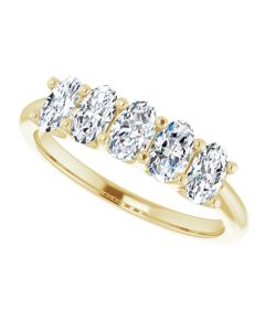 1.05ct Oval Lab Grown Diamond 5 Stone Ring in Gold-Yellow-10k Gold-I